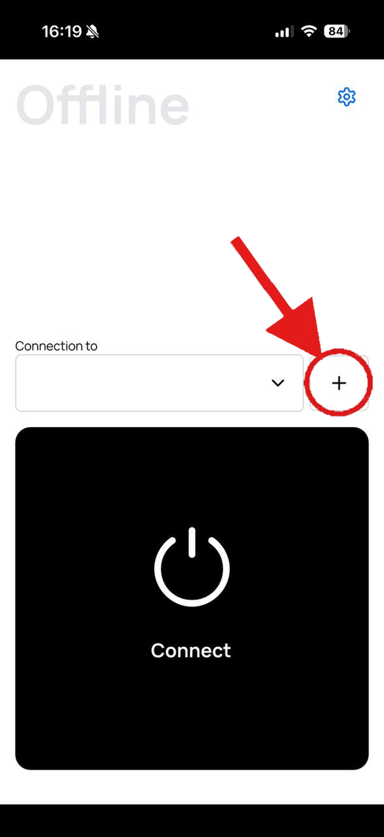 DefaultVPN на iPhone: кнопка «+» для нового подключения