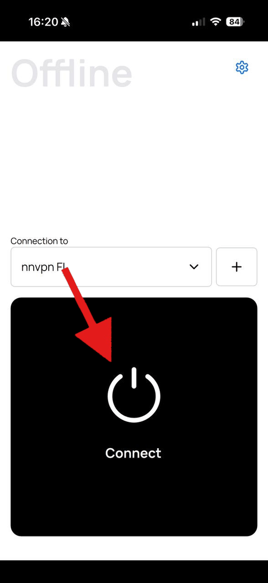 DefaultVPN на iPhone: кнопка «Connect»