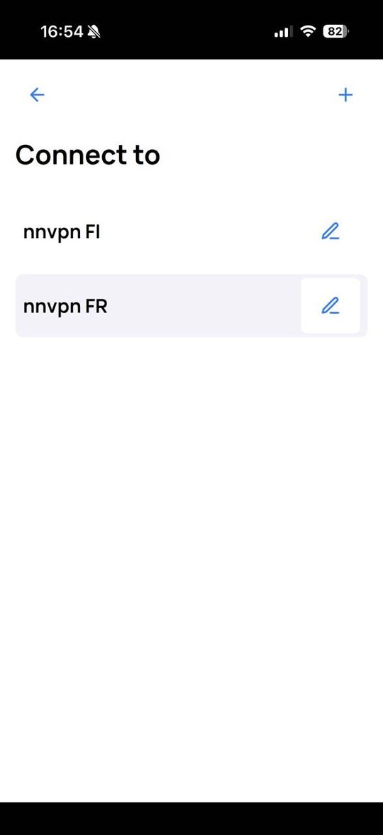 DefaultVPN на iPhone: список соединений «Connect to»